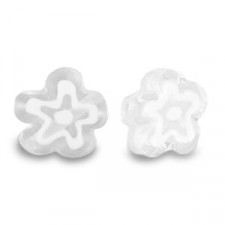 Millefiori beads flower 5-6x3mm - Transparent-White